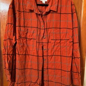 Ava & Viv Orange Plaid Shirt